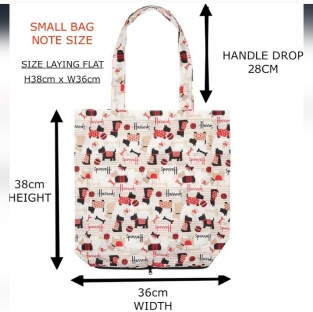HARROD'S Black Red Dog SCOTTY SCOTTIE TERRIER BAG Expandible Convertible Pouch